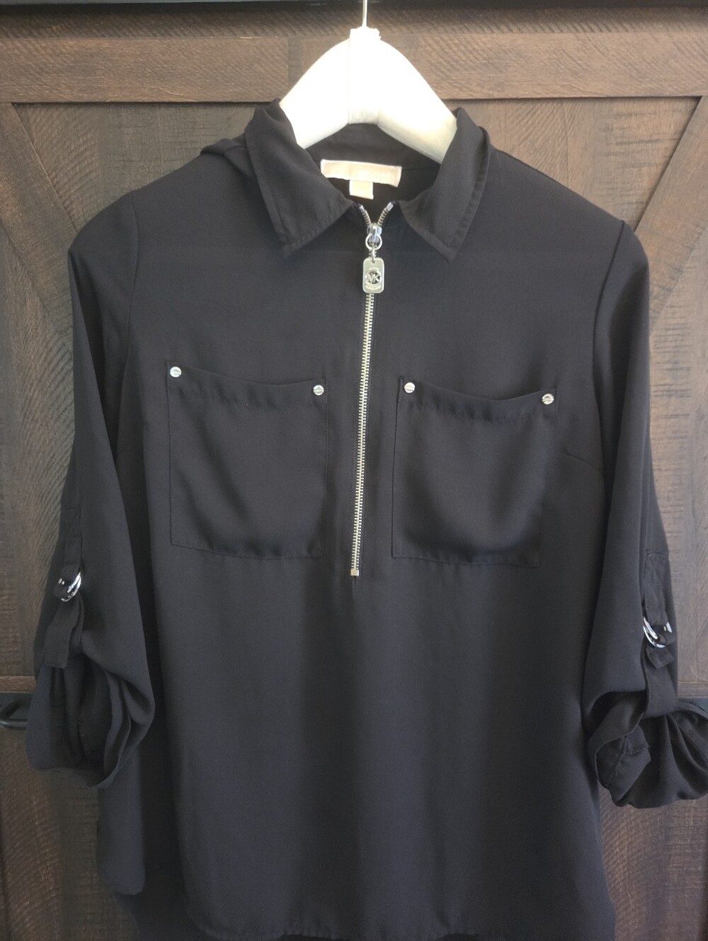 MK Black Zip-Front Long Sleeve Shirt